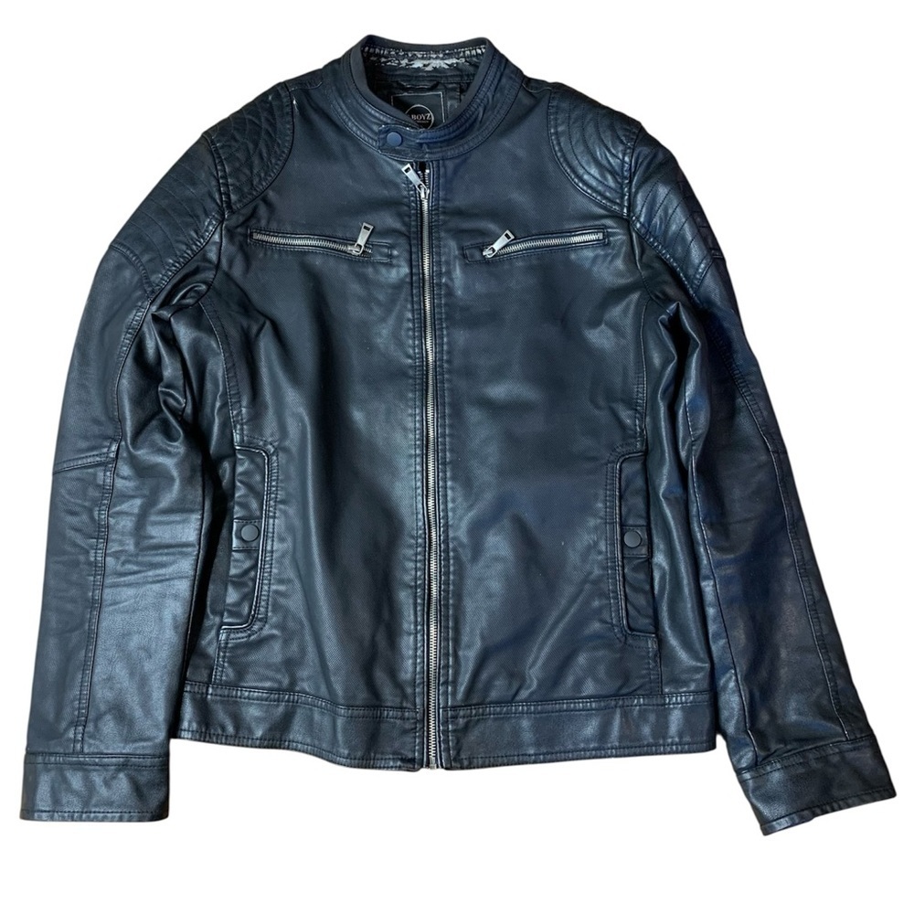 J. Boyz New Design Faux Leather Moto Jacket - Black - Men's Medium